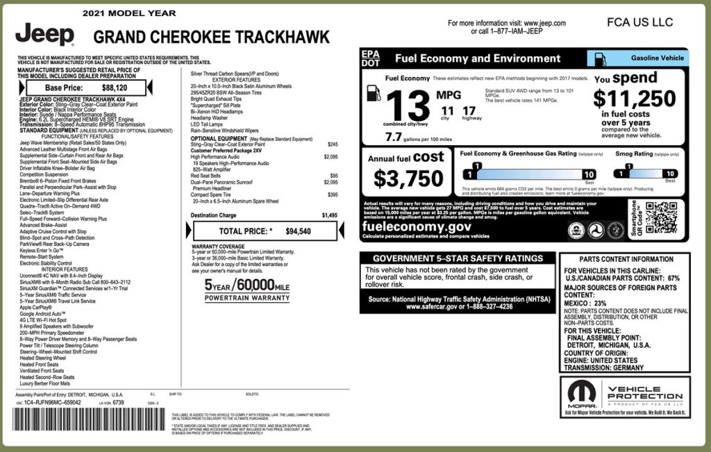 2021 Jeep Grand Cherokee Trackhawk