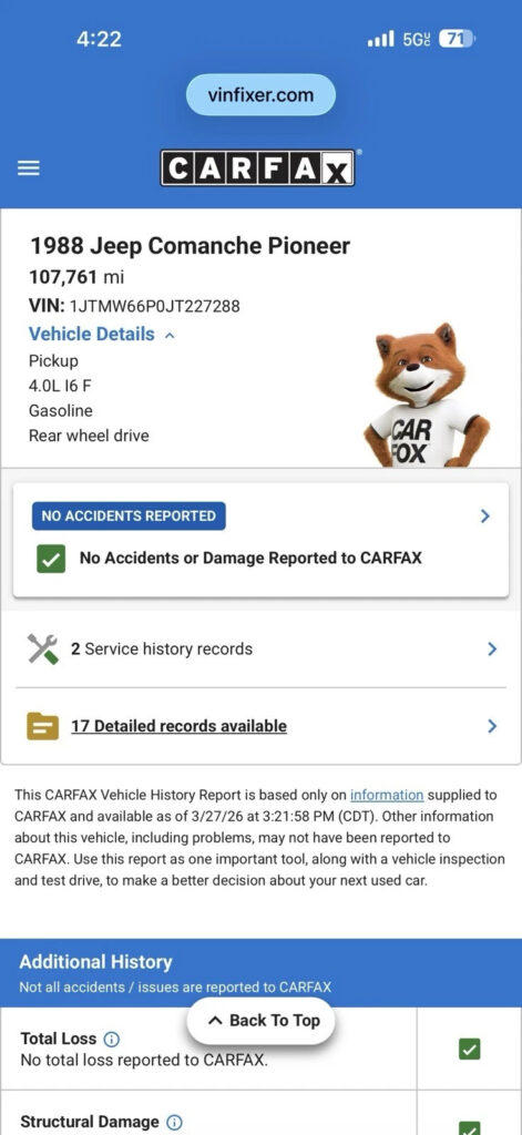 1988 Jeep Comanche Pioneer